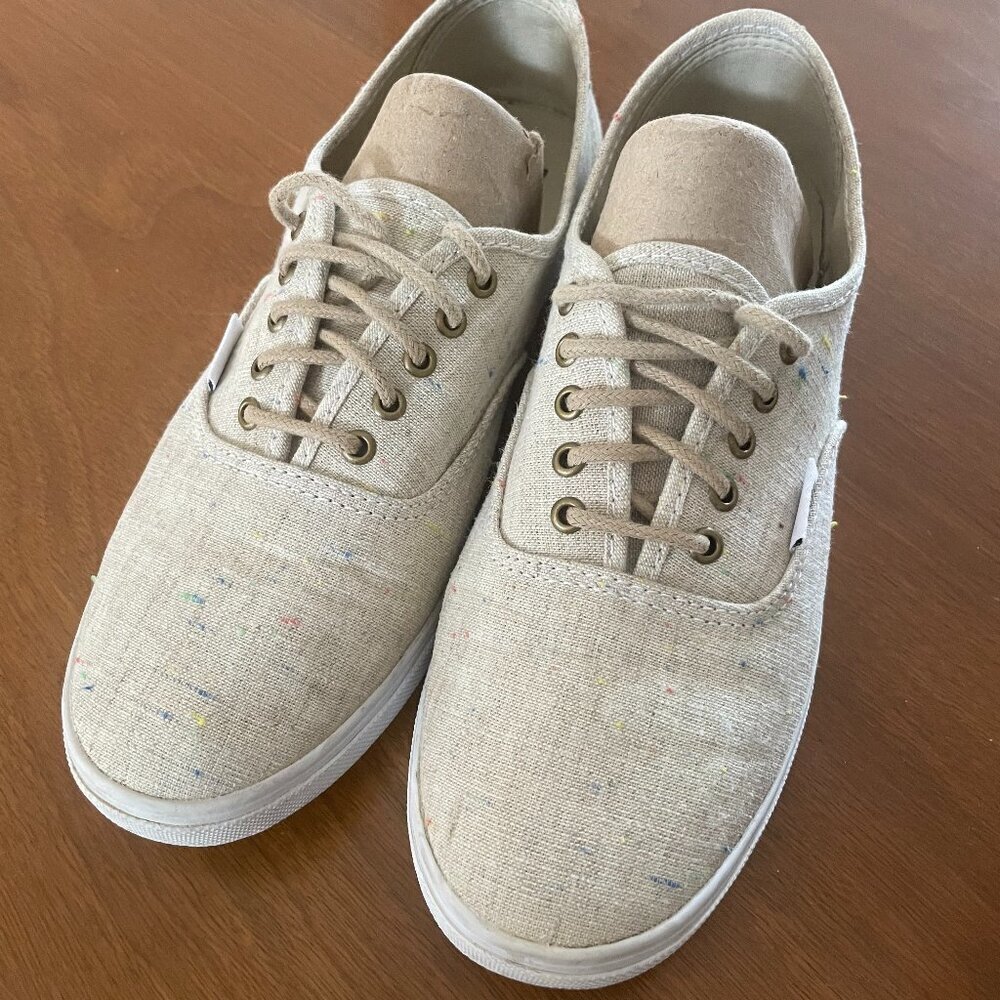 Vans Speckle Linen Tan Authentic Lo Pro Shoes, Women's 7.5 Men's 6